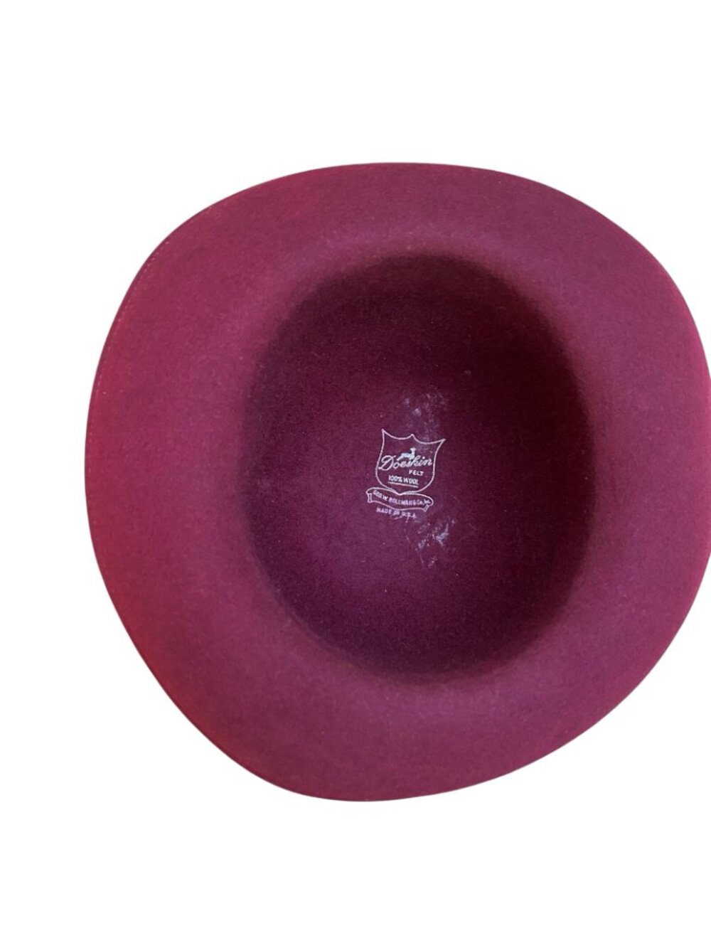 Vintage Geo W Bollman Burgundy Wool Hat With Satin Ribbon & Feather Accent - Picture 16 of 16